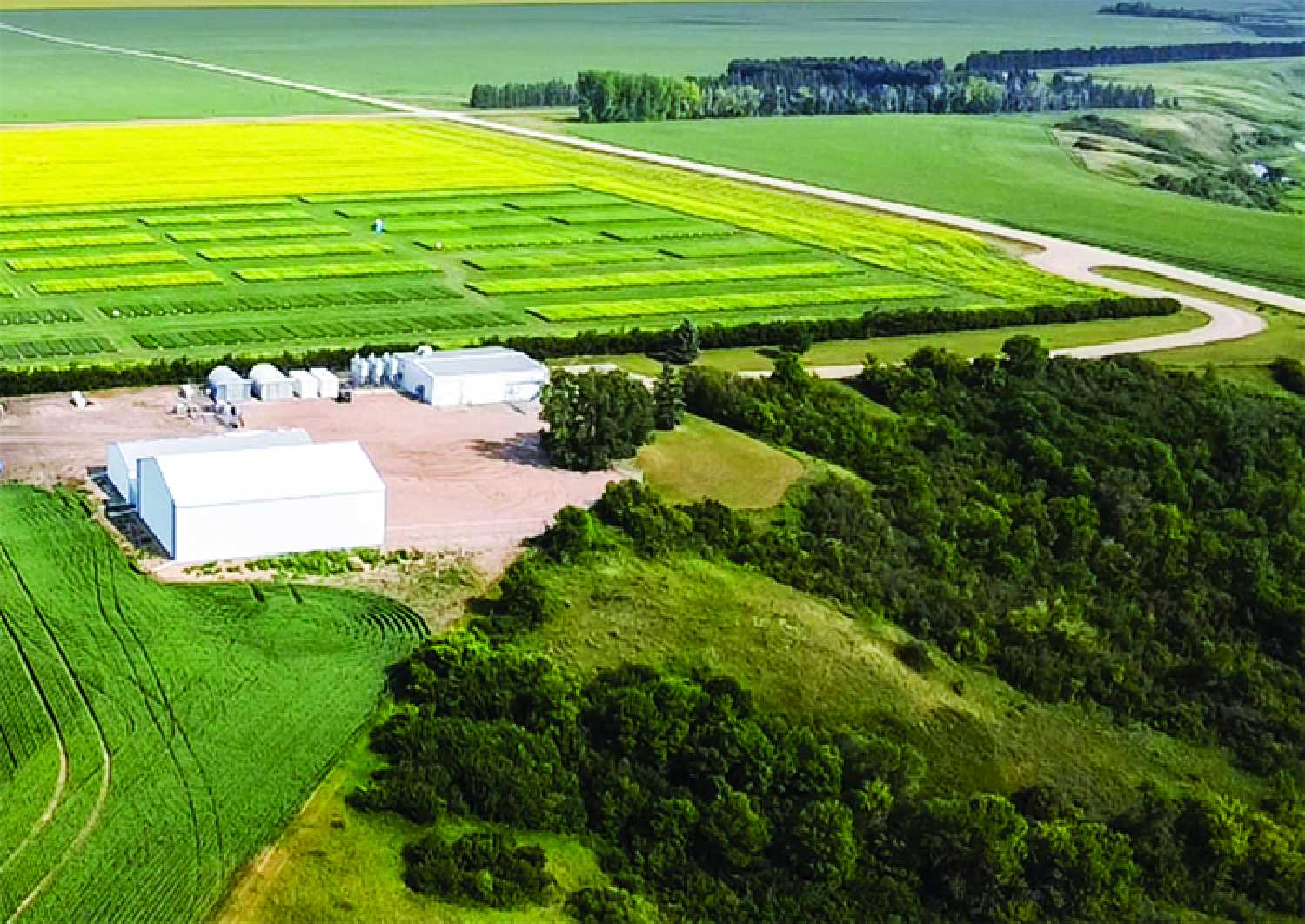 An aerial view of the research farm at Indian Head